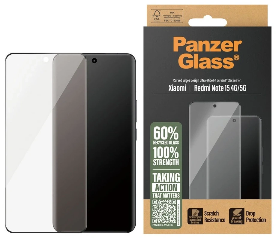 Panzerglass Xiaomi Redmi Note 15 stikliukas, skaidri, 3 nuotrauka